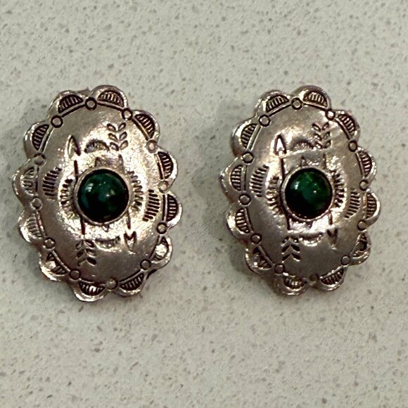 Artisan Scalloped Edge Metallic Post Earrings - Picture 1 of 8